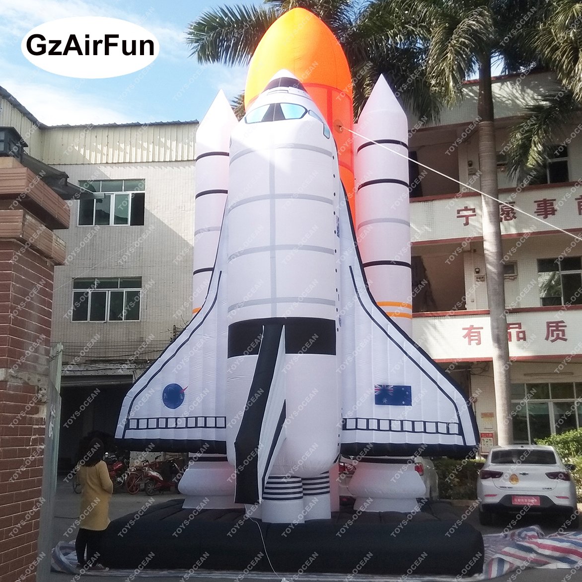 Factory customized cheap outdoor advertising inflatable spaceship rocket airplane model for sale