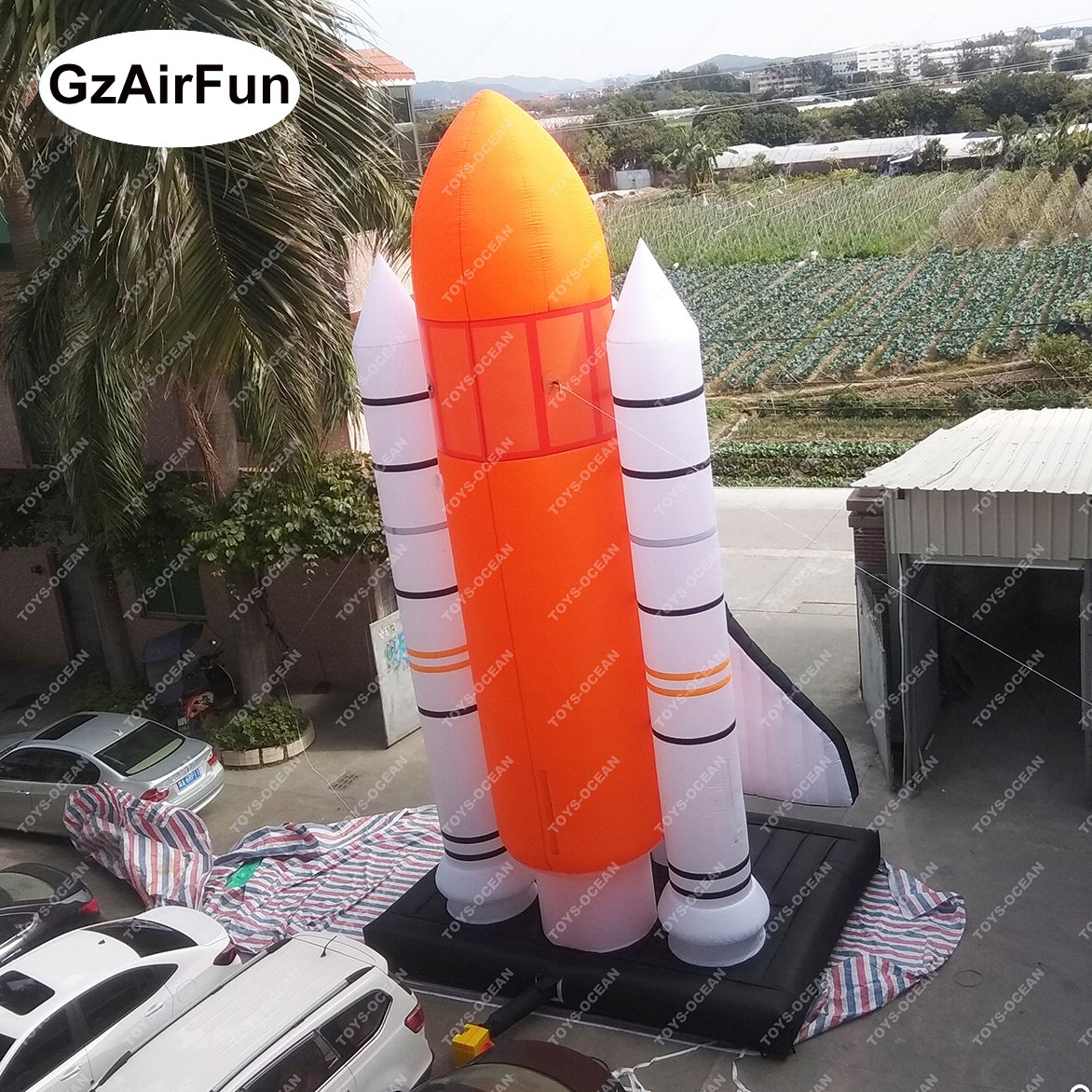 Factory customized cheap outdoor advertising inflatable spaceship rocket airplane model for sale
