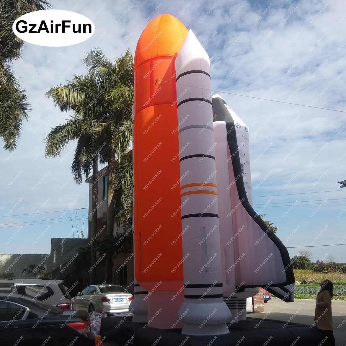 Factory customized cheap outdoor advertising inflatable spaceship rocket airplane model for sale