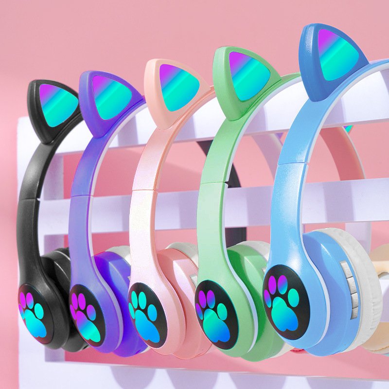 Cute Cat Ear ViV-23M Wireless Earphone Headphone Accessories Pink Cat Headphones Foldable Cat Ear Sport Headset