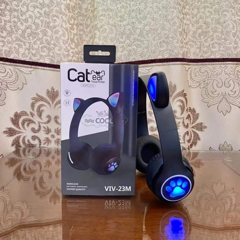 Cute Cat Ear ViV-23M Wireless Earphone Headphone Accessories Pink Cat Headphones Foldable Cat Ear Sport Headset