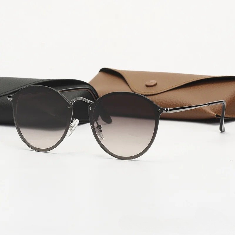 Metal Frame Classic Unisex Gradient Shape Sun Glasses Eyewear Kit Bundle - Adjustable Nose Pads Retro Club Sunglasses