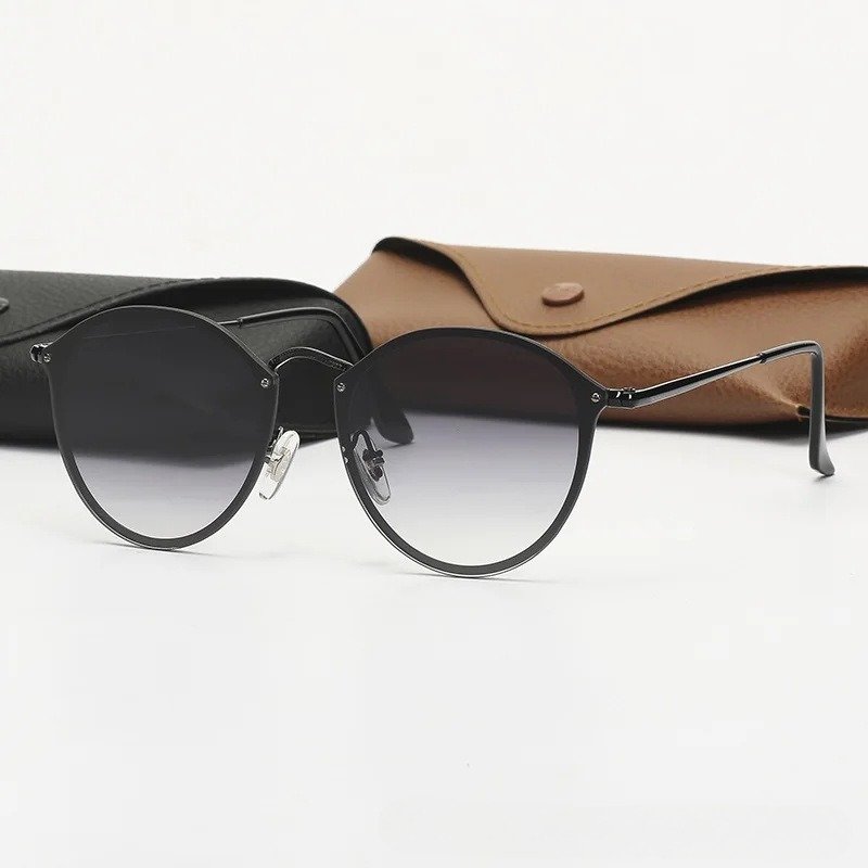 Metal Frame Classic Unisex Gradient Shape Sun Glasses Eyewear Kit Bundle - Adjustable Nose Pads Retro Club Sunglasses
