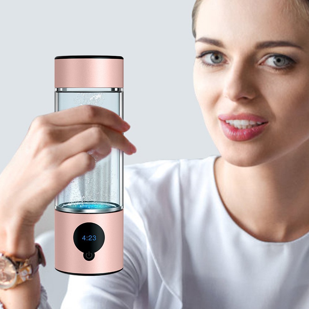 2025 Suyzeko Rich H2 Water Bottle Food-Grade PC 5000ppb SPE PEM Portable Hydrogen Water Bottle Generator Digital LED Display
