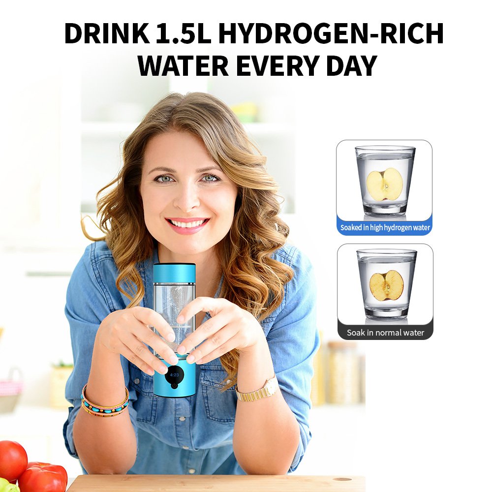 2025 Suyzeko Rich H2 Water Bottle Food-Grade PC 5000ppb SPE PEM Portable Hydrogen Water Bottle Generator Digital LED Display