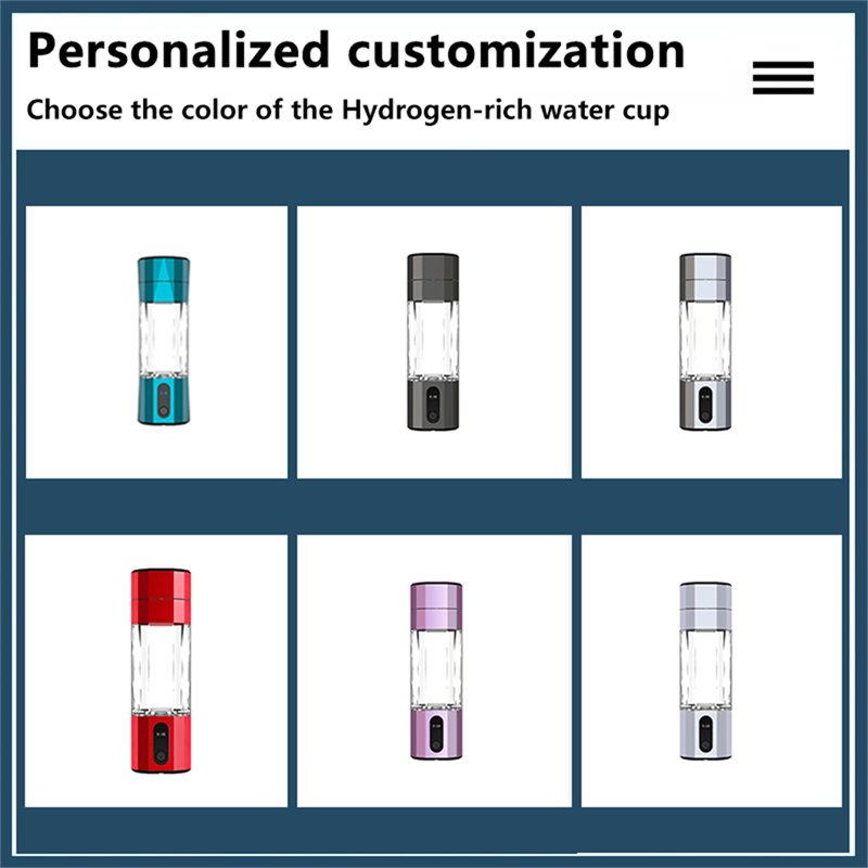 Portable Electrolytic Active Nano Bubble Generator Ionizer Machine Molecular Hydrogen Rich Water Bottle With Inhalation Gas