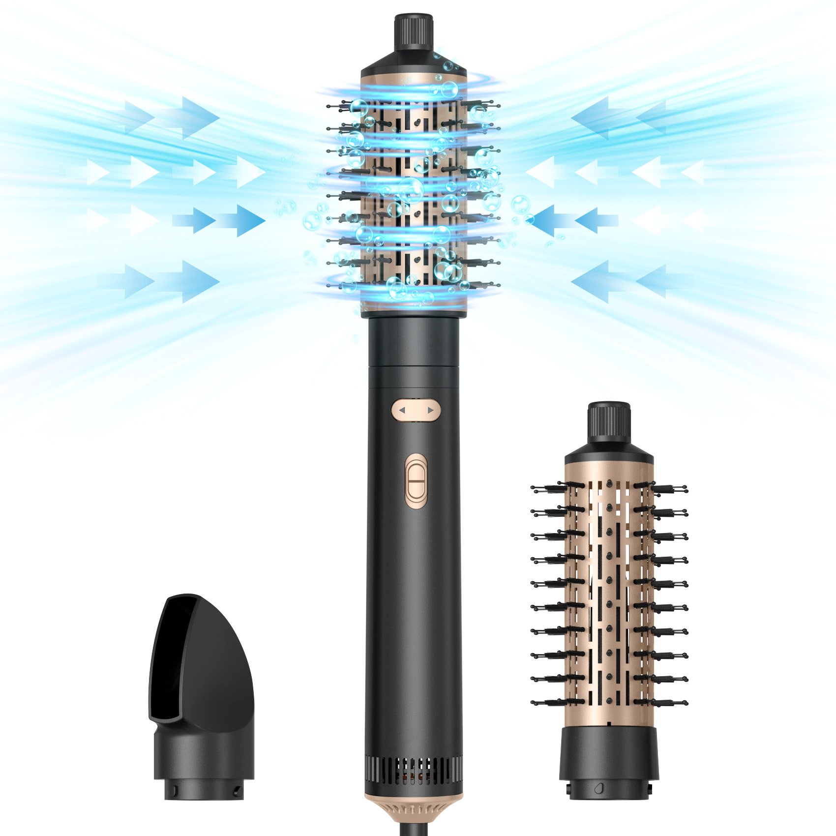 3 in 1 Hot Air Brush Replaceable Accessories Hot Air Brush Comb Automatic Curling Negative Hair Dryer With Gift Box