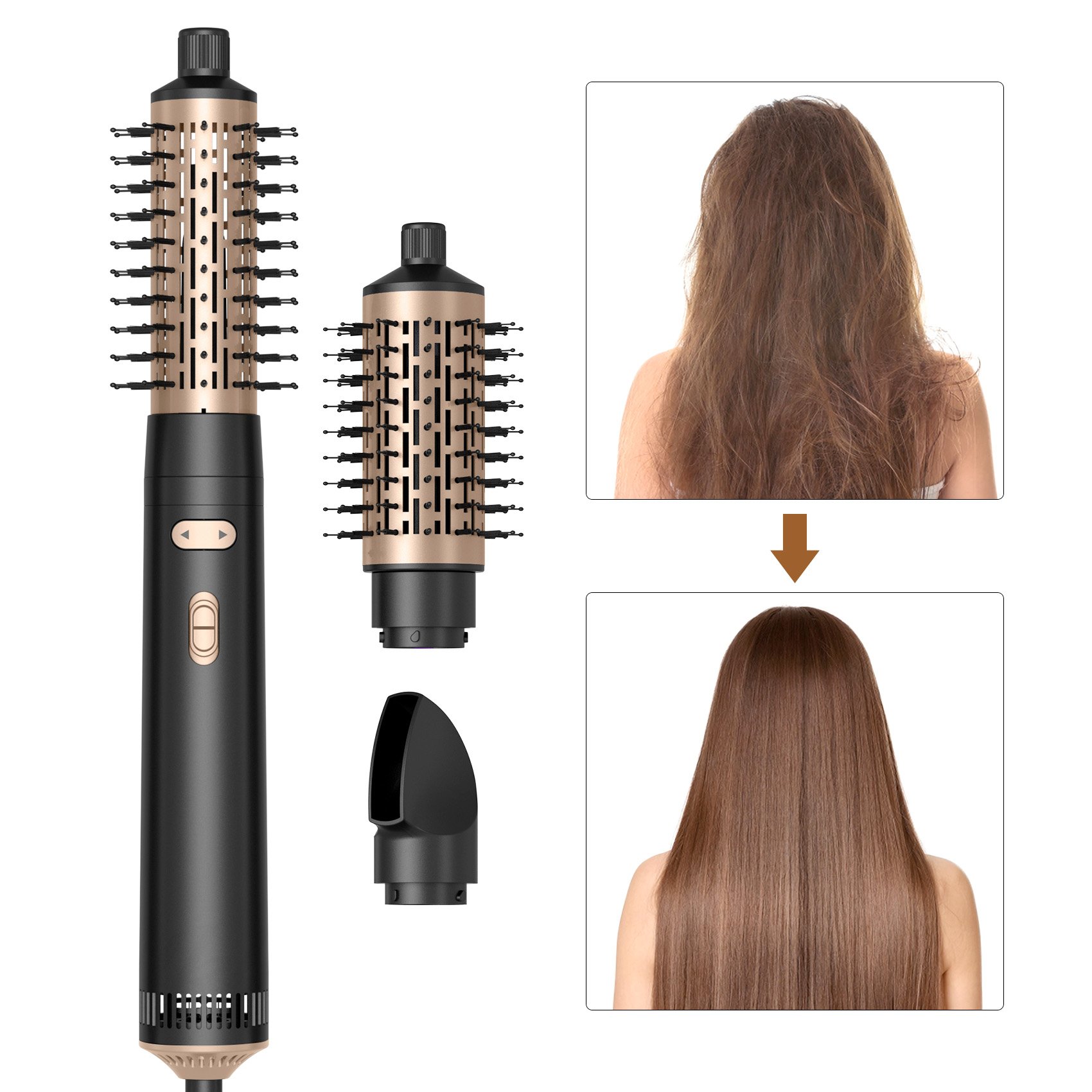 3 in 1 Hot Air Brush Replaceable Accessories Hot Air Brush Comb Automatic Curling Negative Hair Dryer With Gift Box