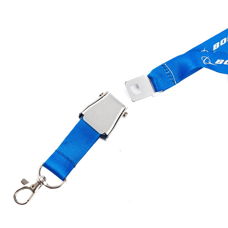 Hot Sale Custom Logo Safety Breakaway Detachable Airbus Lanyard Heat Transfer Alloy Seatbelt Airplane Buckle Lanyard Aviation