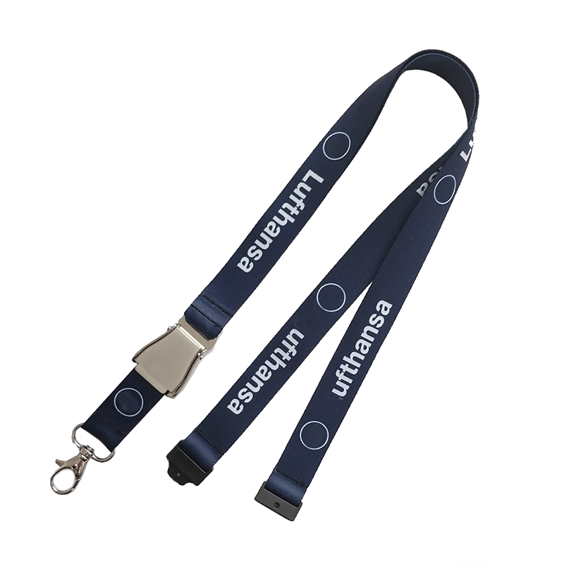 Hot Sale Custom Logo Safety Breakaway Detachable Airbus Lanyard Heat Transfer Alloy Seatbelt Airplane Buckle Lanyard Aviation
