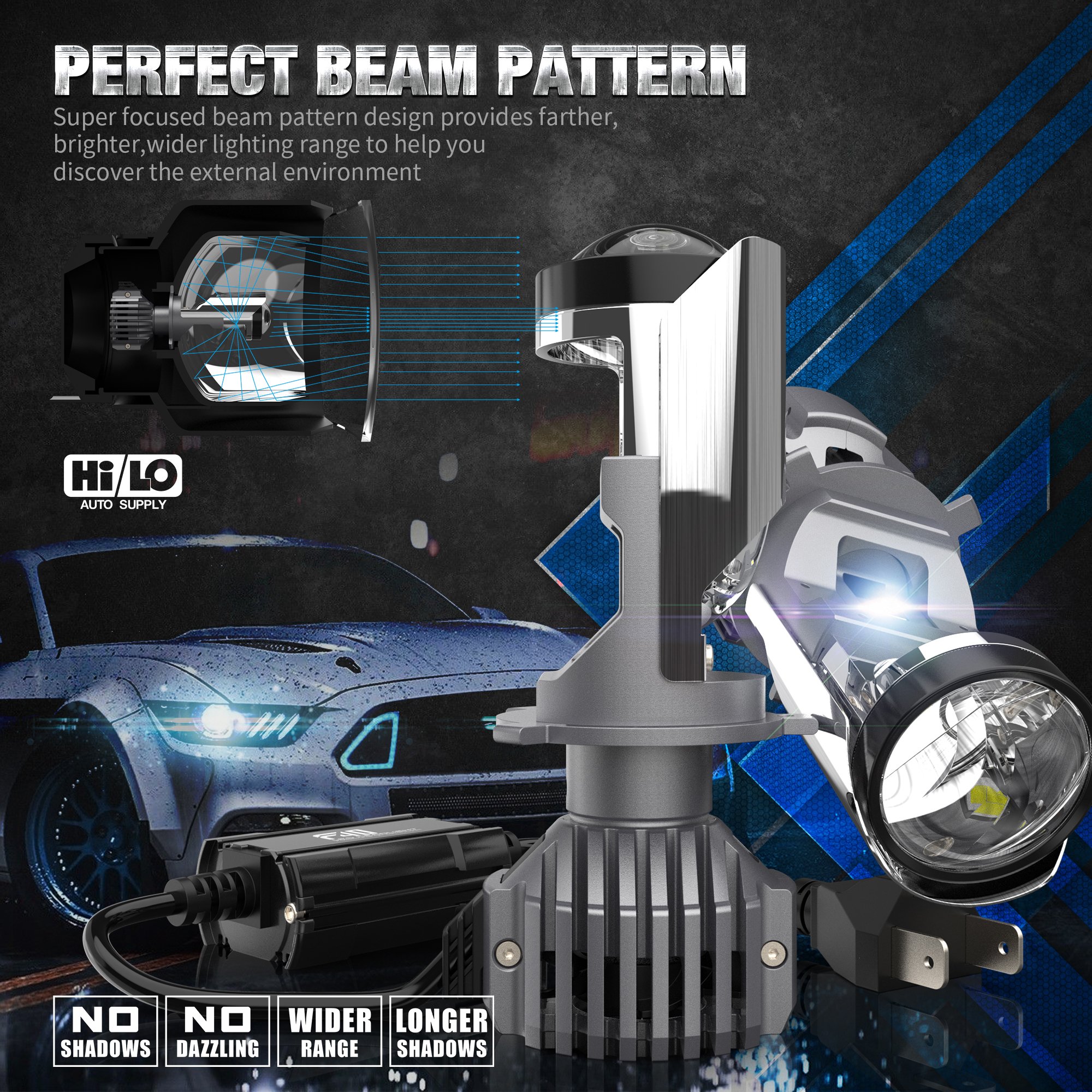 Leddeity F40 55W 6000K 5500LM H4 LED Bulbs Near Far Light Automobile Spare Parts Car Accessories 2023