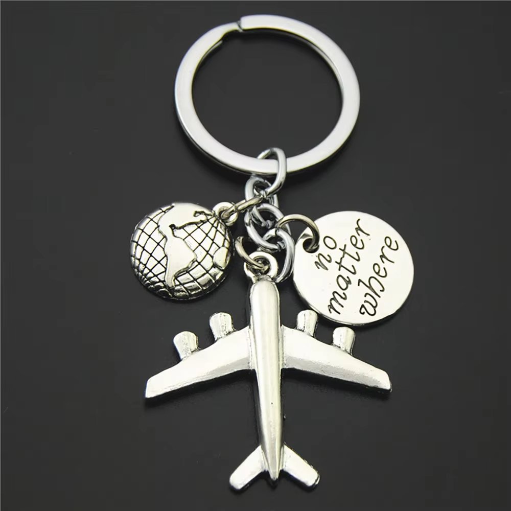 2025 Promotional Flight Travel Themed Airplane Compass Metal Airplane Model Keychain for Aviation Enthusiasts and Travelers