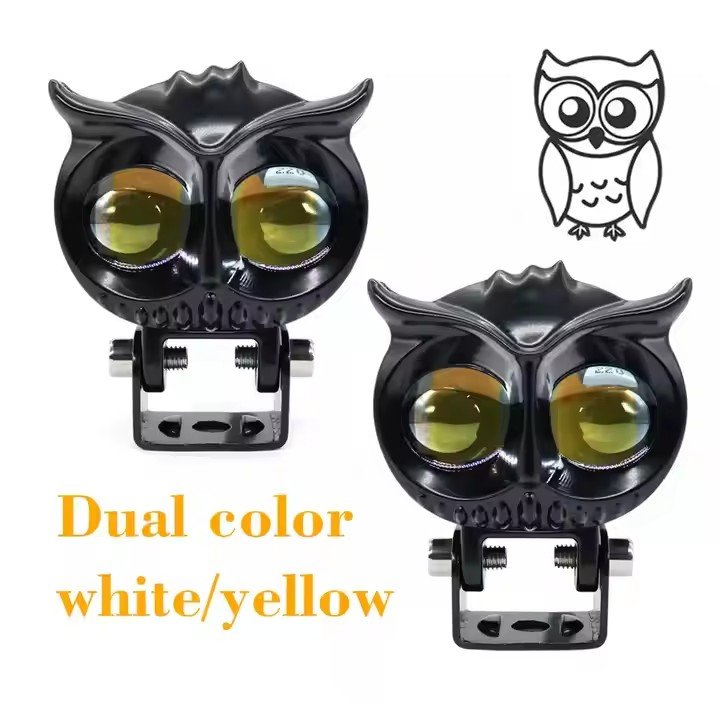 Wholesale Owl Design Dual Colors Led Motorcycle Fog Light High Low Beam Led Auxiliary Spotlight Led Lights for Motorcycle