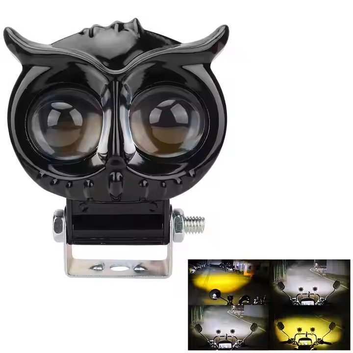 Wholesale Owl Design Dual Colors Led Motorcycle Fog Light High Low Beam Led Auxiliary Spotlight Led Lights for Motorcycle
