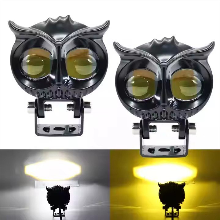 Wholesale Owl Design Dual Colors Led Motorcycle Fog Light High Low Beam Led Auxiliary Spotlight Led Lights for Motorcycle