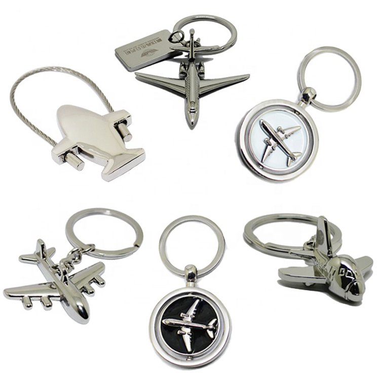 Manufacture Wholesale Aviation Theme Air Aircraft Mode Key Chain Accessories 3D Metal Airplane Keychain