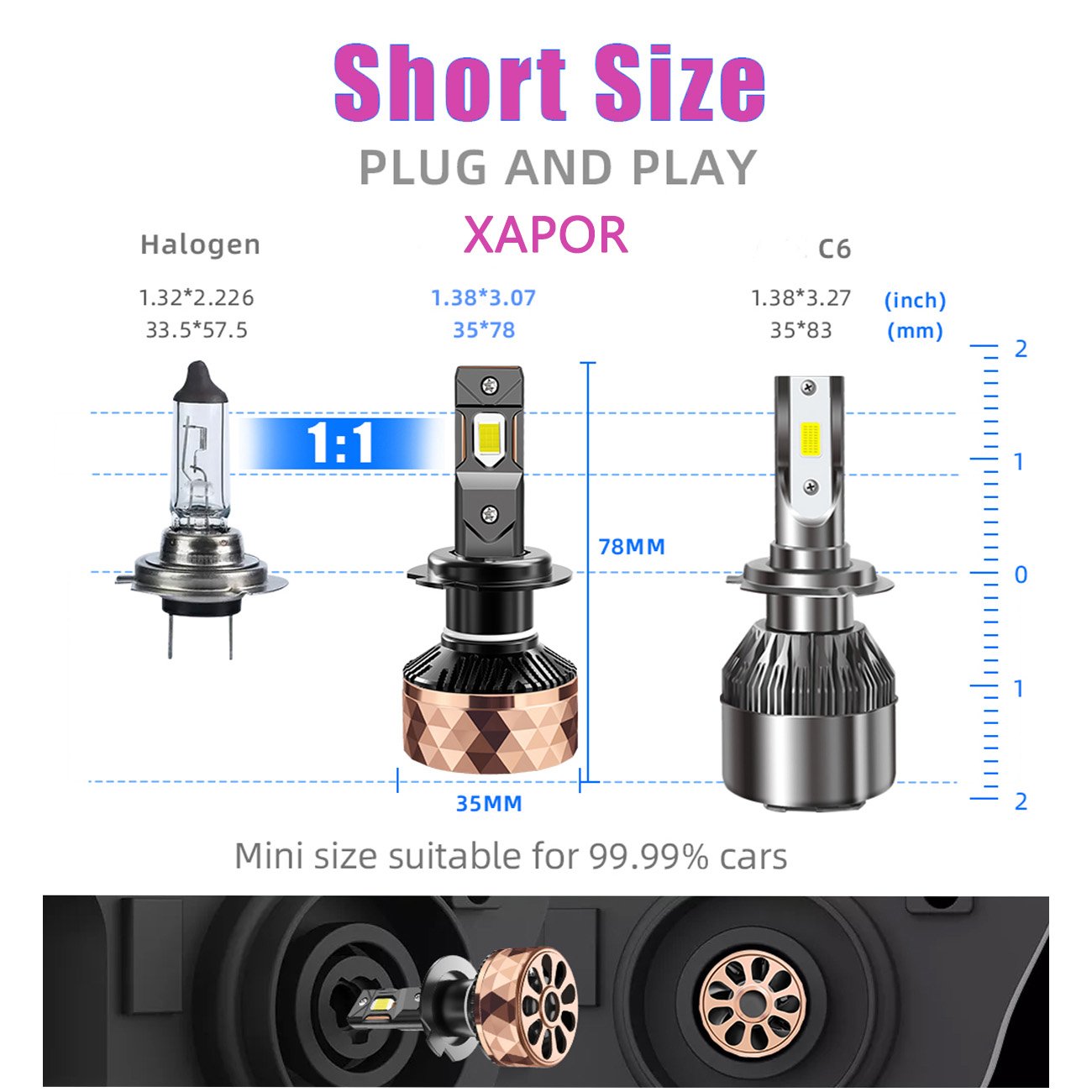 X-7SEVEN XAPOR 220W 55000LM 6500K H7 H4 H13 9005 9006 9012 9004 9007 Car Accessories Car LED Headlight Bulb