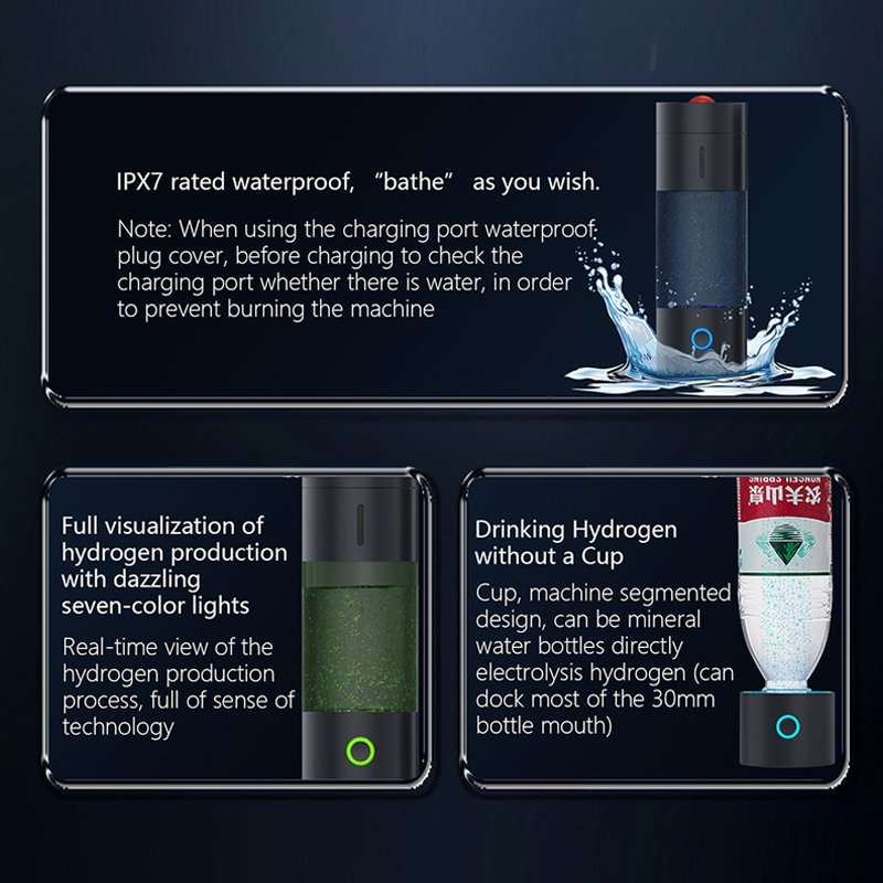 New Fashion LED Display Adjustable 3000ppb 6000ppb SPE PEM Smart Hydrogen Water Bottle Generator Hydrogen Water Ionizer Bottle