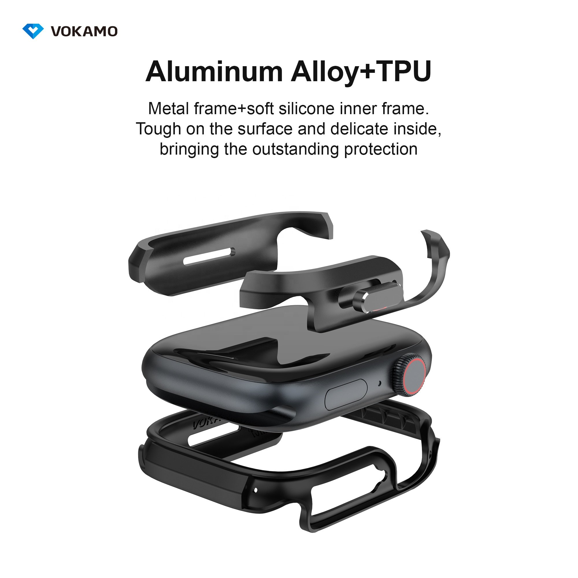 Premium Watch Protecting Case Shock-Absorbing Aviation Aluminum Alloy Frame Easy Installation No Signal Interference