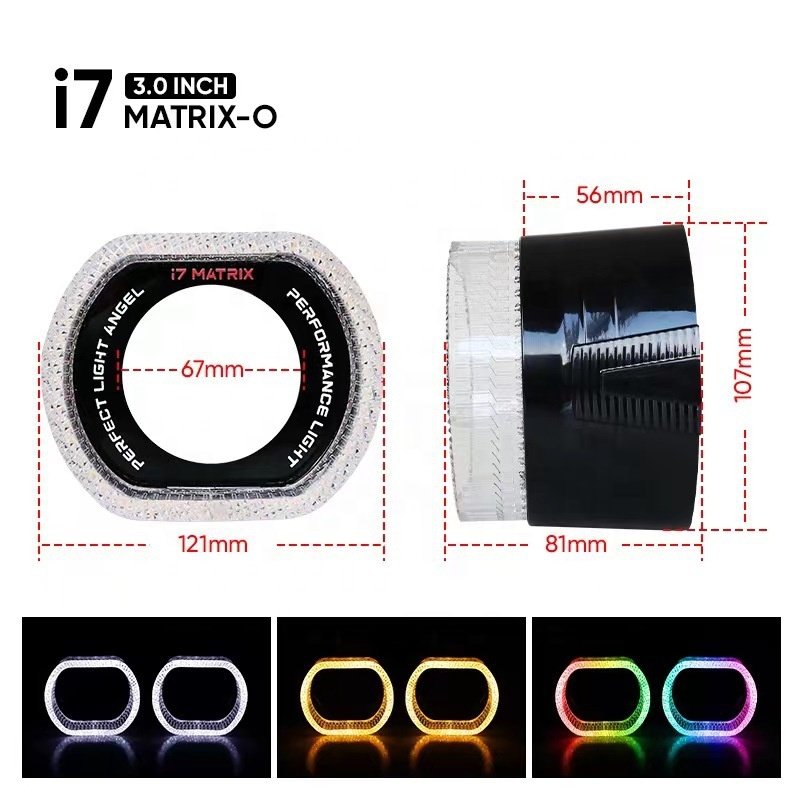 DLAND New I3 I6 I7 I8 I9 3.0 Inch 5D Crystal Eye halo Yellow and White Two-color U-shaped Ring Daytime Running Lamp I6 I7 I8