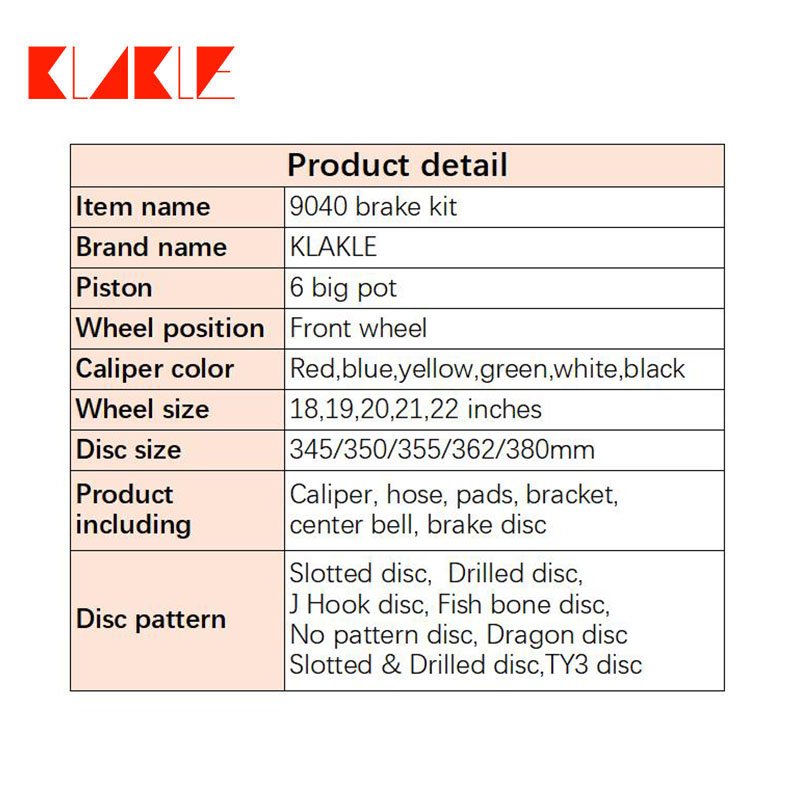KLAKLE Automotive Parts & Accessories Brake Pads 6 Pistons 9040 Brake Caliper Kit for Mazda Speed3 / Mps 2007 18" Rims