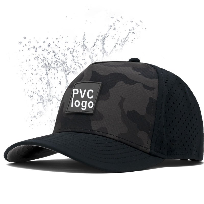 Private Label 5 Panel Perforated Mesh Polyester Golf Dad Hats Custom Pvc Patch Waterproof aviator Performance Golf Hat