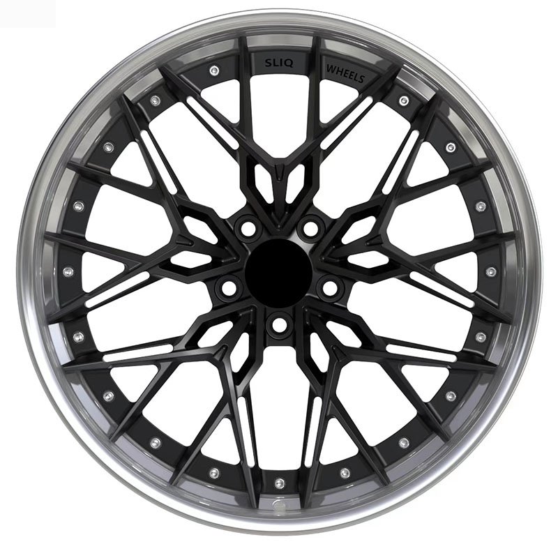High Quality 5-Hole Black 16/17/18/20/22 Inch 2-Piece Passenger Car Alloy Wheels 5X100/5X114.3/5X120/5x127 New Condition