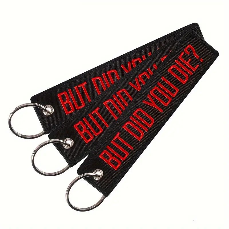 Wowei Custom Fabric Logo Embroidery Woven Fabric Keychains Key Tag Accessories for Motorcycles