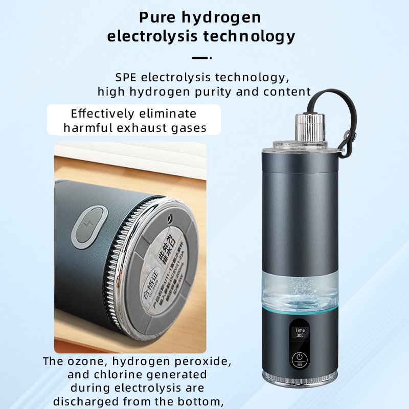 8000PPB Rechargeable Water Hydrogener Portable Hydrogen Water Bottle Hydrogen Generator with LED Display Screen