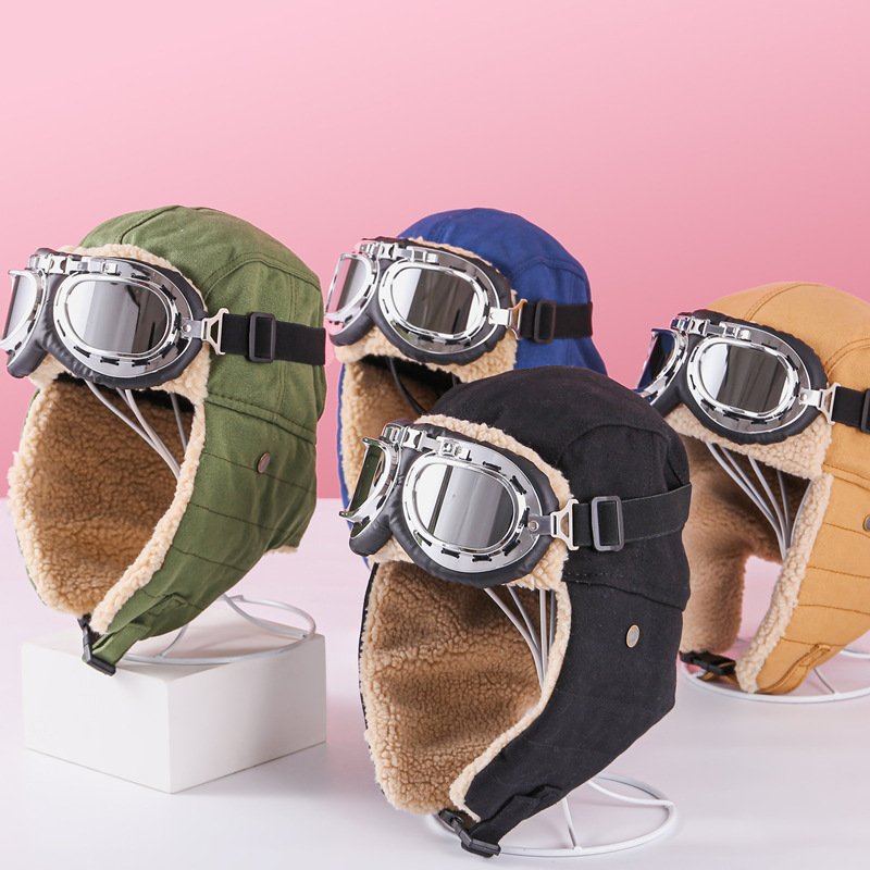 Wholesale Vintage Aviator Hat Knitted Costume Accessories Fur Ear Flaps Trooper Trapper Pilot Cap