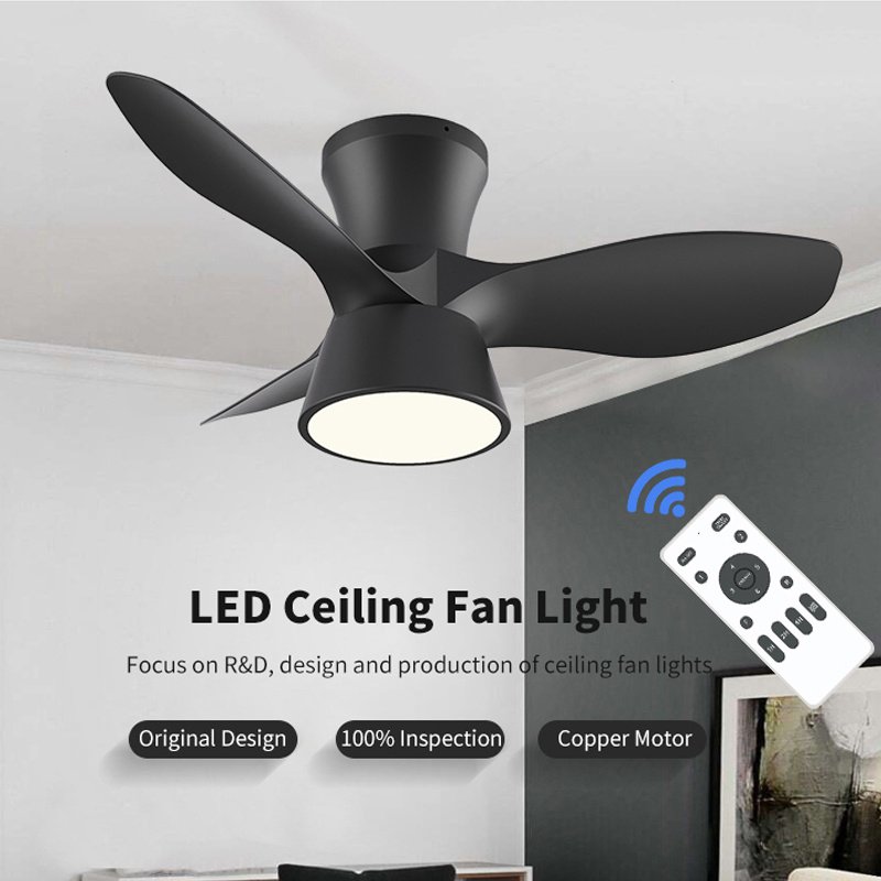 Factory Summer Wind 32 Inch 3pcs Abs Blade Copper Motor Dc Black Aviation Ceiling Fan