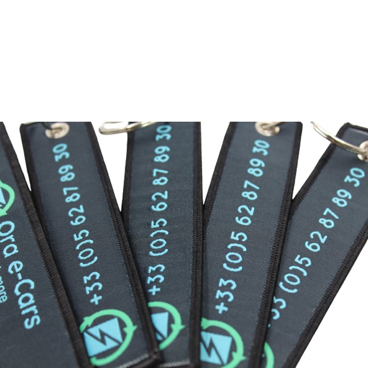 High Quality Customized Wholesale Fashion Pendant Embroidery Woven Key Chain Aviation Jet Tag Keychain