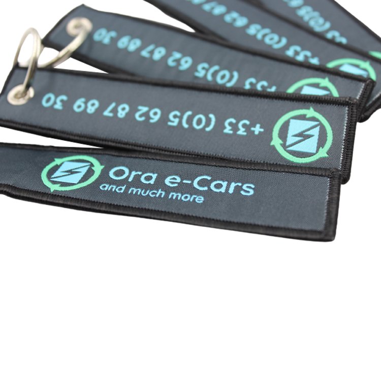 High Quality Customized Wholesale Fashion Pendant Embroidery Woven Key Chain Aviation Jet Tag Keychain
