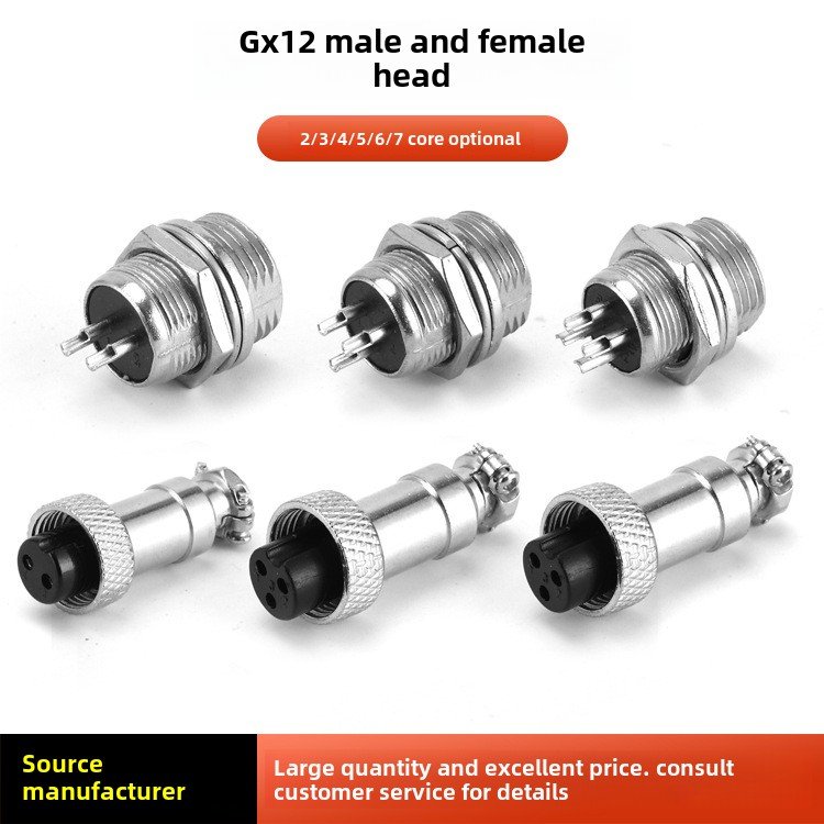 Gx12 M12 Female Aviation Connector 12-2/3/4/5/6/7 Core round Aviation Socket Power Supplies Accessory