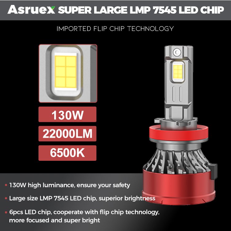 OEM 2022 V30 LED Headlight with Cooling Fan 130W 11000LM Car Accessories 6500K H8 H9 H11 H16 LED Headlight