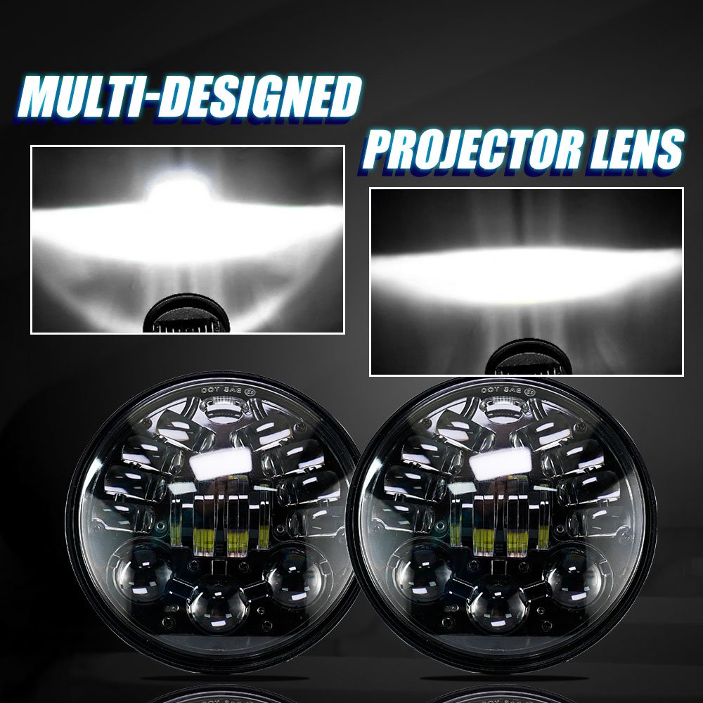 MOTOLED Motorcycle Headlight Assembly 5.75 Inch Classic off Road Cafe Racer Projector Lens for Gn125 Led Accessories