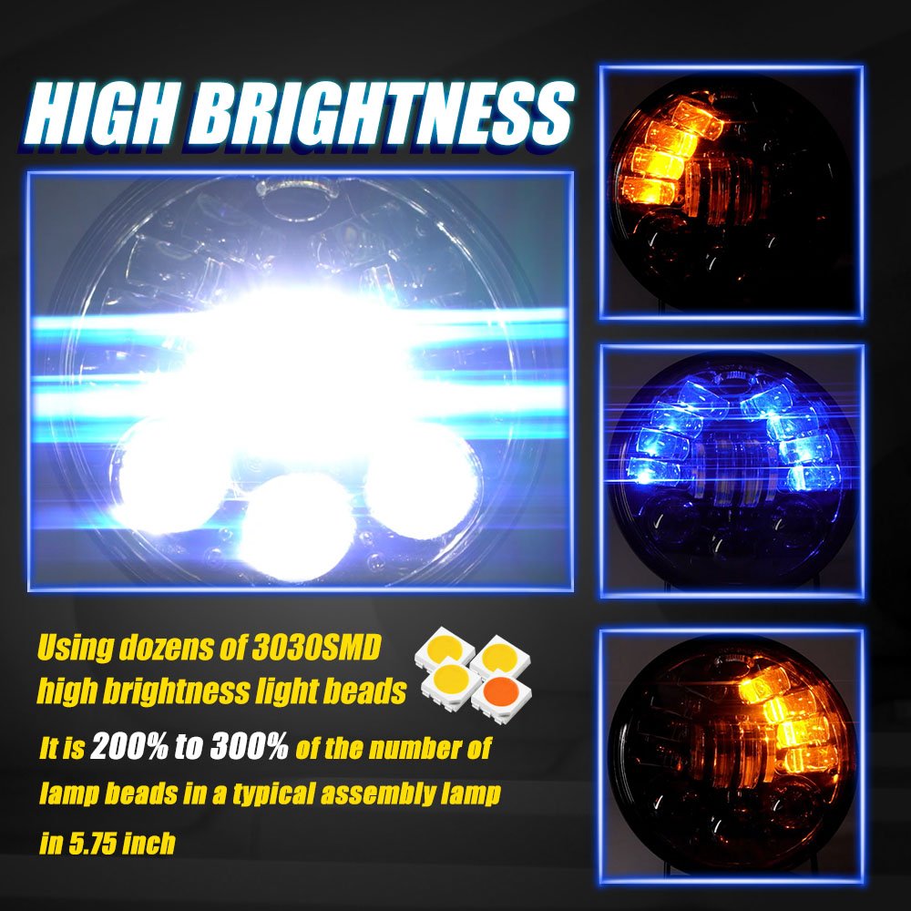 MOTOLED Motorcycle Headlight Assembly 5.75 Inch Classic off Road Cafe Racer Projector Lens for Gn125 Led Accessories