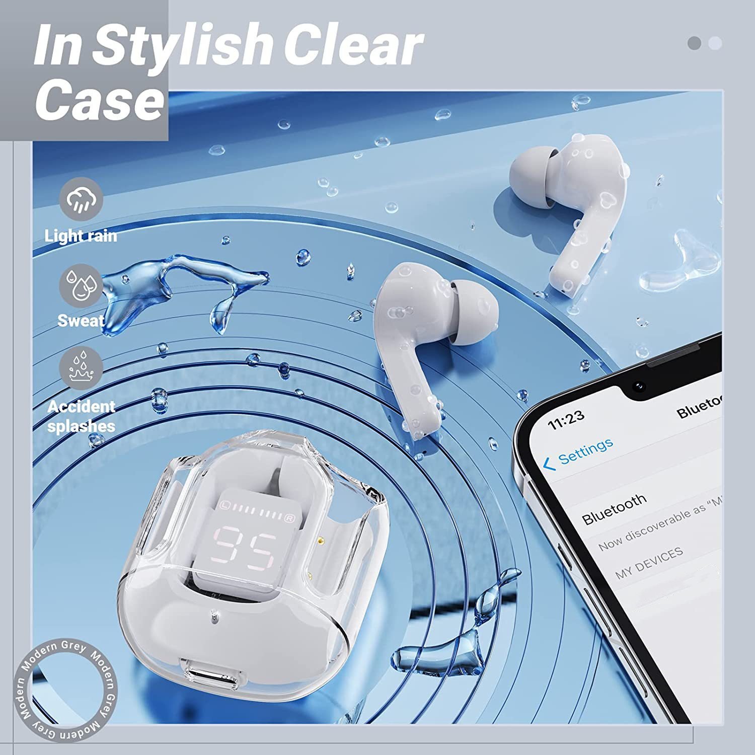 Tws Audifonos air 31 Air31 Transparent True Wireless Tws Crystal Handsfree Gaming Buds Earbuds Earphone Headphone Transparent