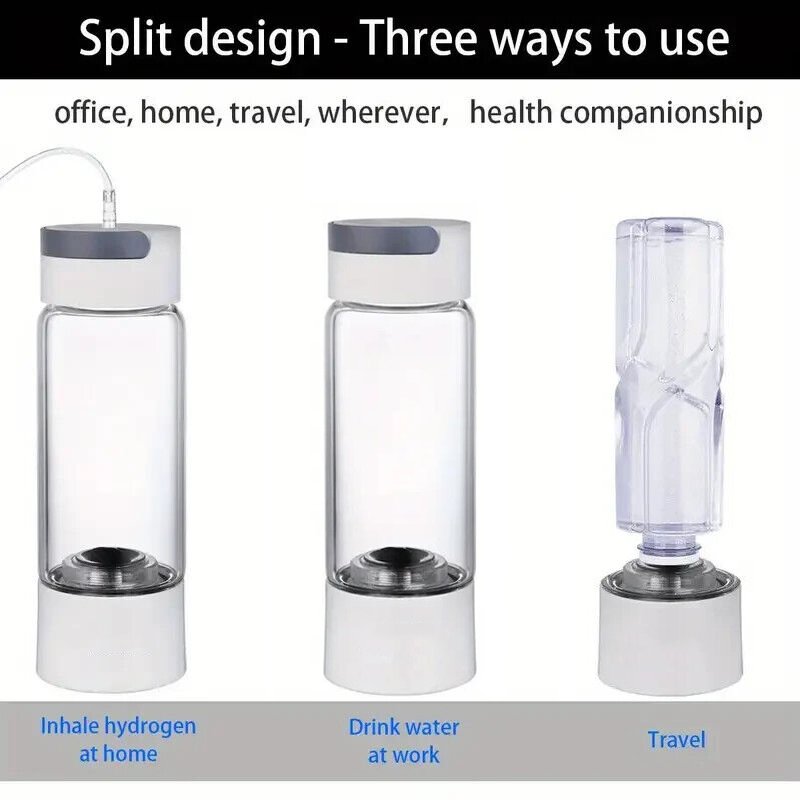 3 in 1 No Leakage Hydrogen Alkaline Enriched Drinking Water and Breathing Bottle With Inhalation 3000 PPB