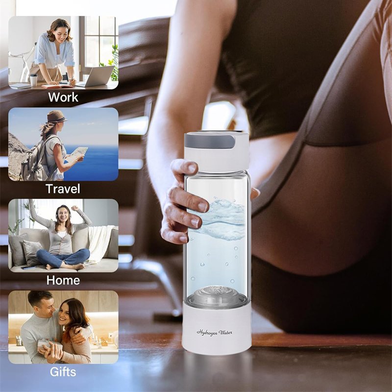 3 in 1 No Leakage Hydrogen Alkaline Enriched Drinking Water and Breathing Bottle With Inhalation 3000 PPB