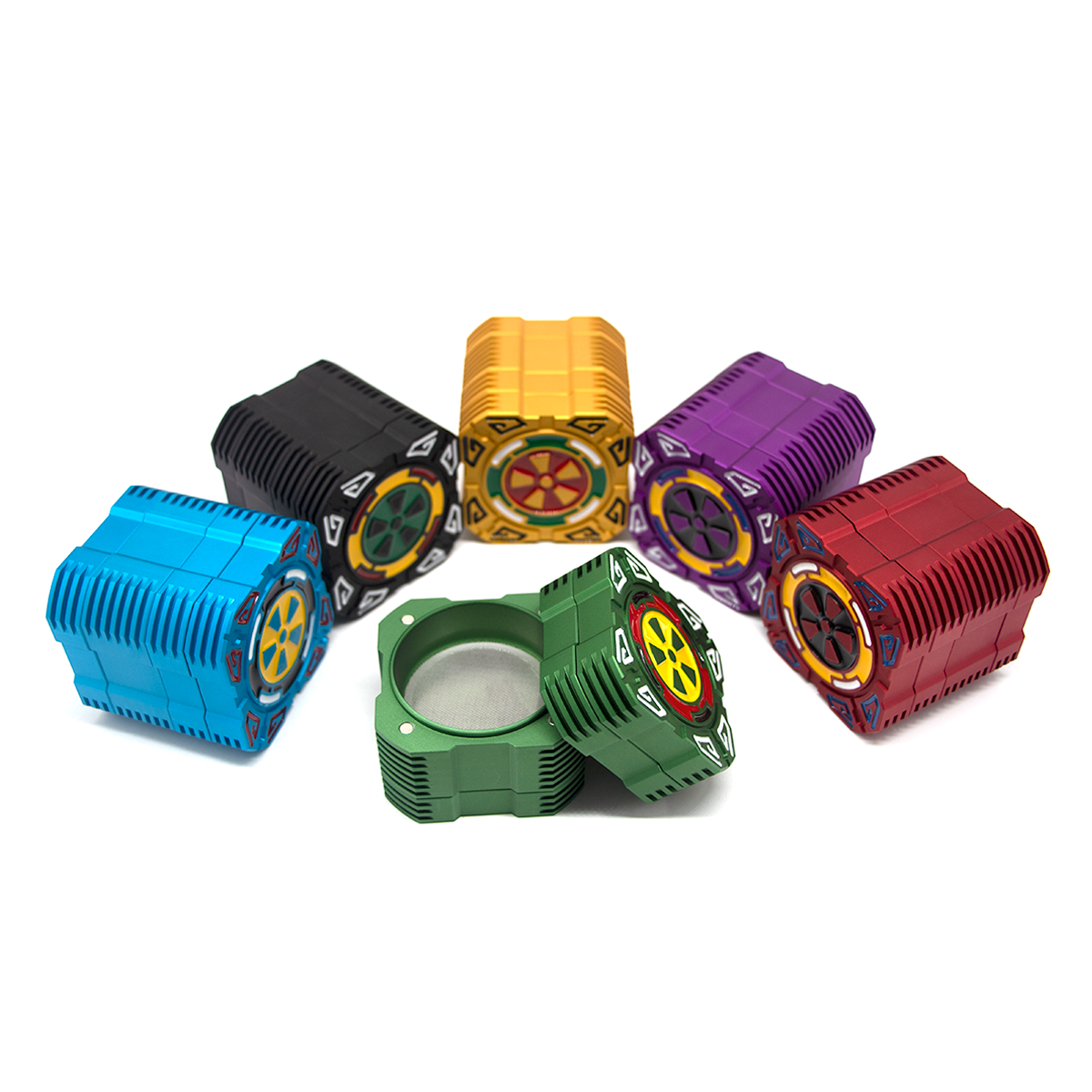 Aviation Square New High Quality 63mm 4 Layer Colorful Aluminum Herb Grinder Metal Tobacco Herb Grinder Smoking Accessories