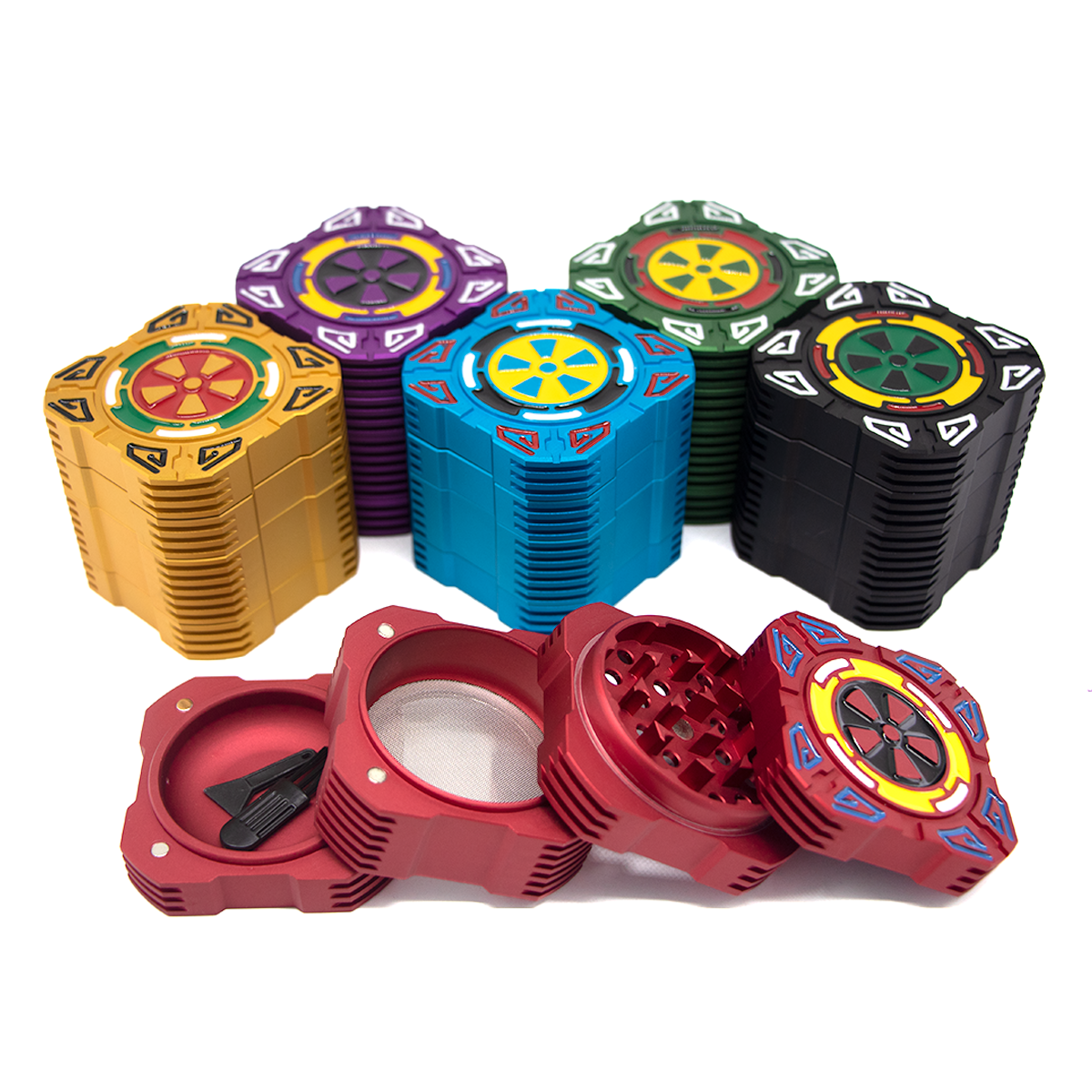 Aviation Square New High Quality 63mm 4 Layer Colorful Aluminum Herb Grinder Metal Tobacco Herb Grinder Smoking Accessories