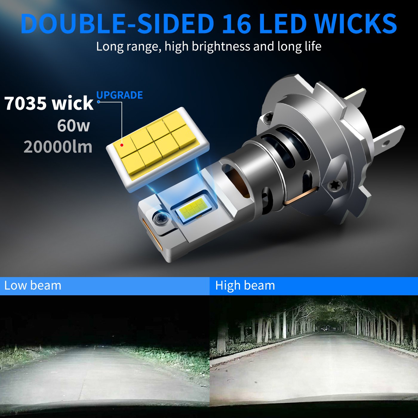 Auto Lighting System H7 Car Led Headlight With 60W Plug and Play Super Bright 12V Led Headlight Bulb