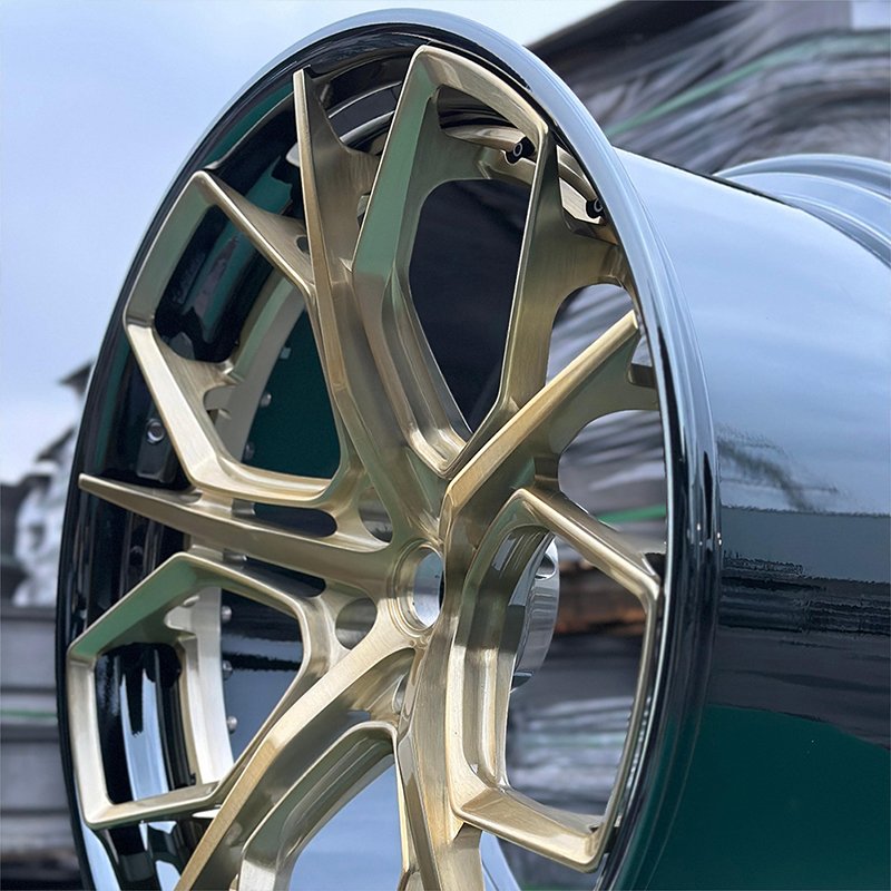 Hot Sale Wheels Car Alloy 2 Piece Forged Brush Golden Black Chrome Alloy Car Wheel Rim From China