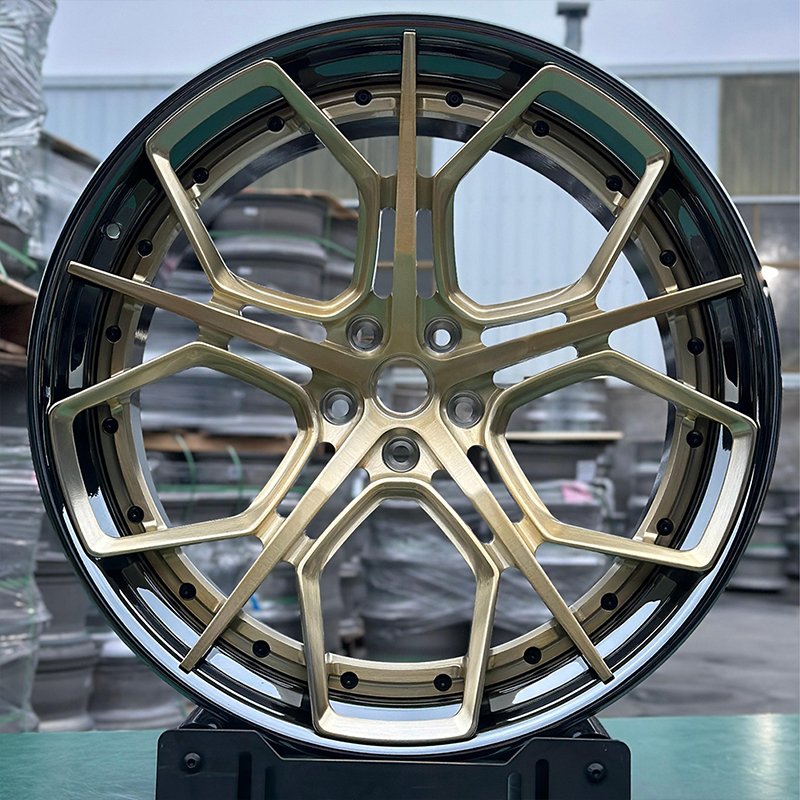 Hot Sale Wheels Car Alloy 2 Piece Forged Brush Golden Black Chrome Alloy Car Wheel Rim From China