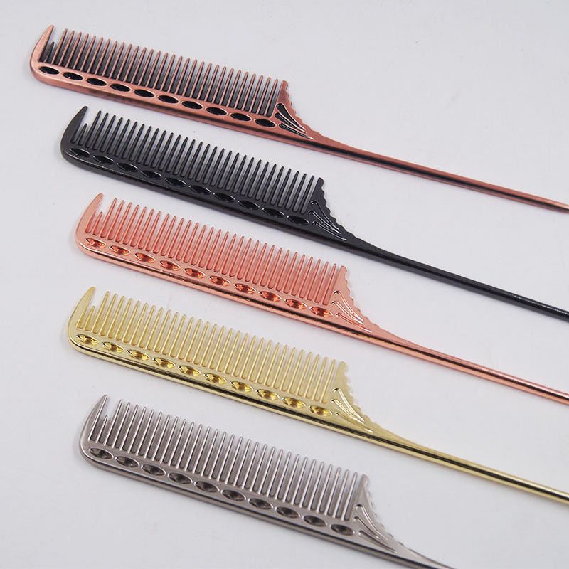 Wholesale Aluminium Precise Salon Teasing Hair Styling Detangling Metal Rat Tail Parting Comb