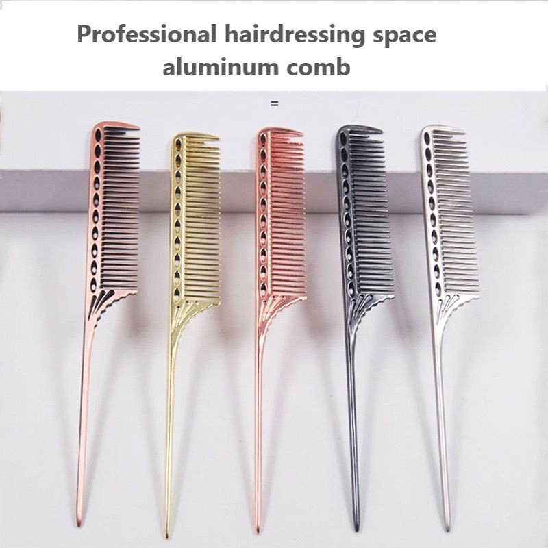 Wholesale Aluminium Precise Salon Teasing Hair Styling Detangling Metal Rat Tail Parting Comb