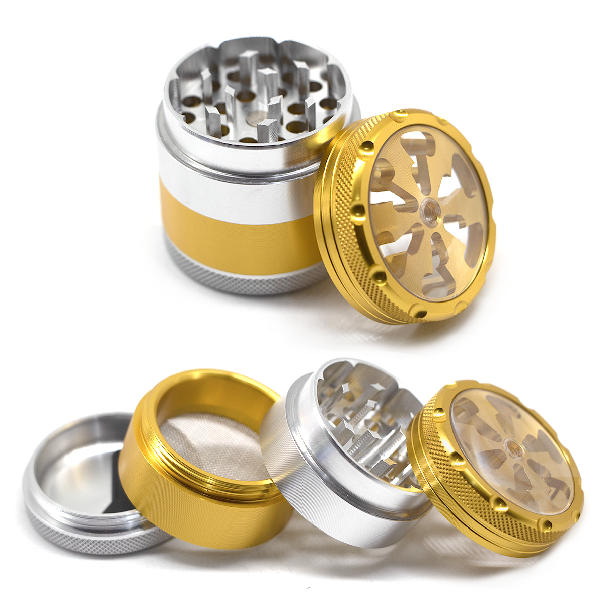 Creative Aviation Aluminum Alloy 4 Parts 50mm Tobacco Grinder Herb Grinder With Sharp Diamond Teeth Herb Crusher