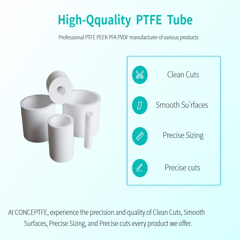 Full Size PTFE Rod Sheet Tube Hose Custom Parts Precision Machining PTFE Membrane Tape Food Grade Application PTFE Gasket Seal