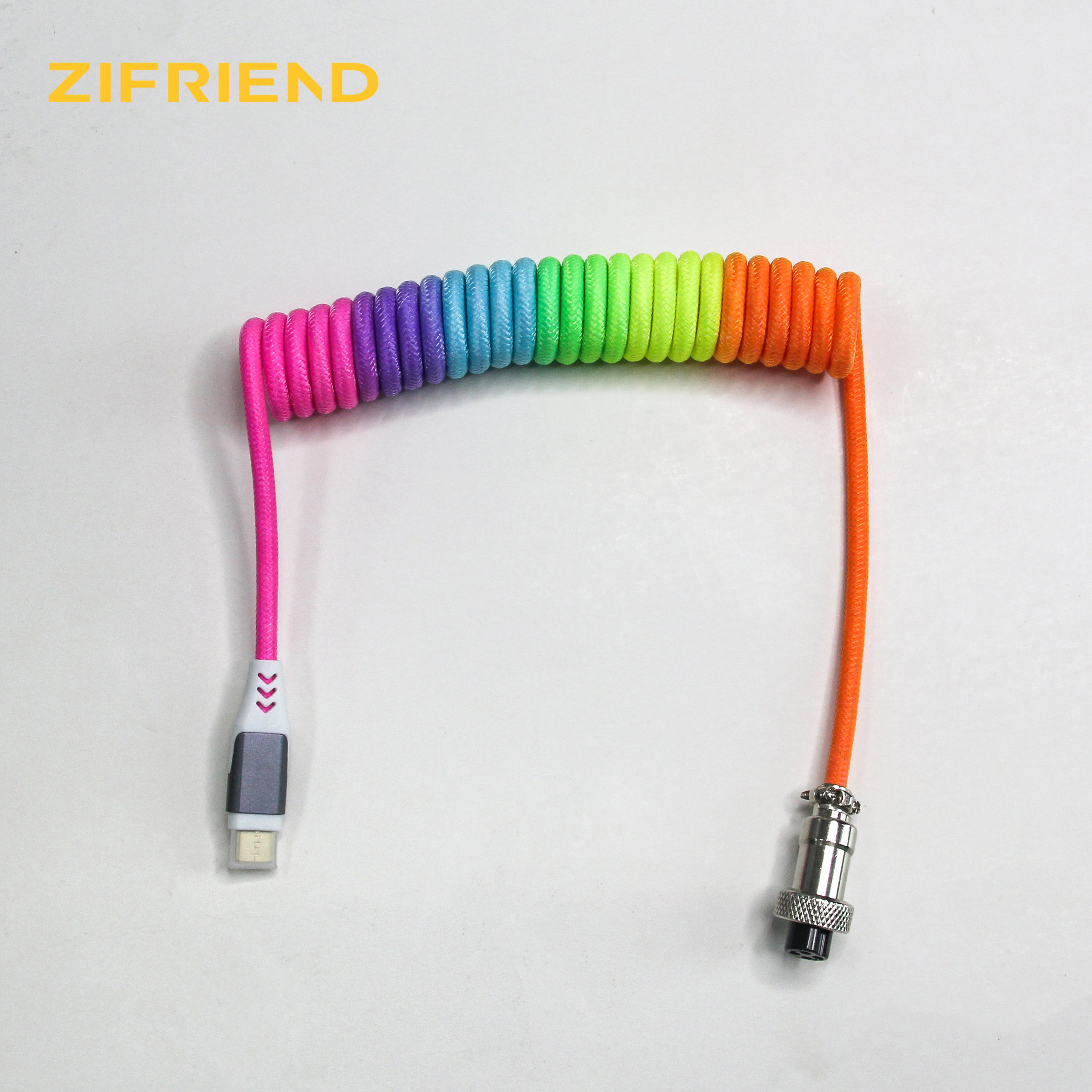 ZF Custom Gaming Keyboard Accessories with 1m Coiled Type C USB Port Cable Mechanical Keyboard and Aviator Coiling Cable